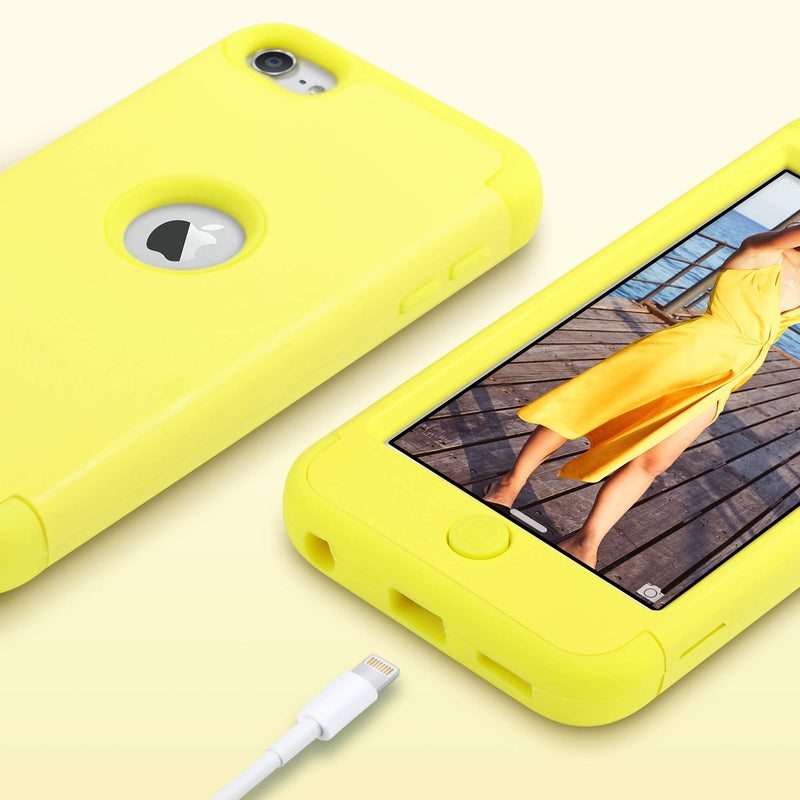 ULAK iPod Touch 7 Case, iPod Touch Case 6th Generation, iPod 5 Case, Heavy Duty High Impact Shockproof Protective Cover for Apple iPod Touch 5th/6th/7th Generation (Latest Model), Yellow