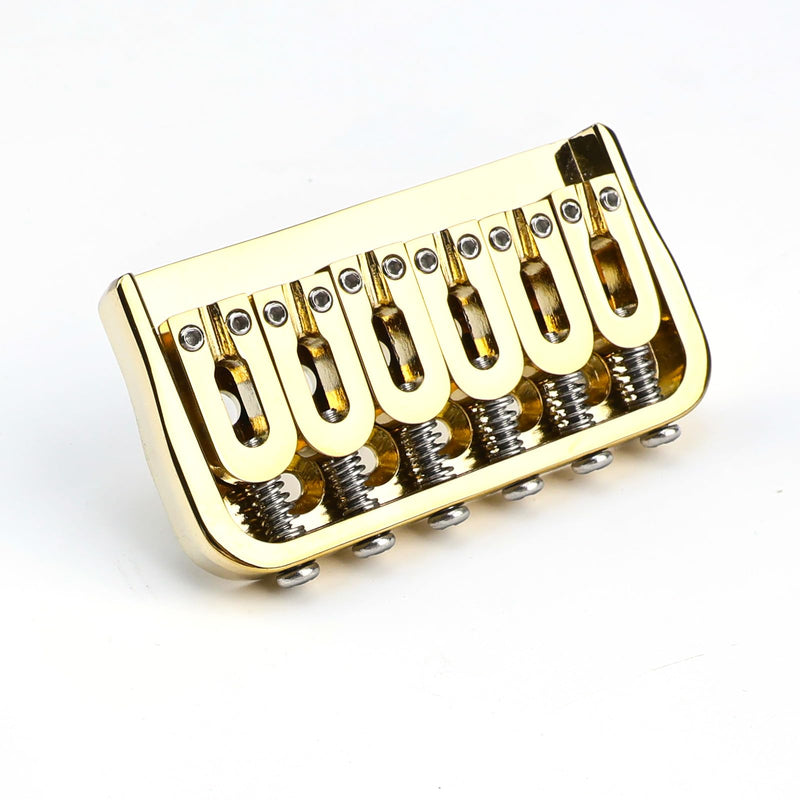 [AUSTRALIA] - 6 String Guitar Fixed Bridge 10.5mm Zinc Alloy Saddle Baseplate Electric Guitar Hardtail Bridge Compatible with Telecaster Tele Strat Style Electric Guitar Replacement Parts Gold 6 string- regular fret 