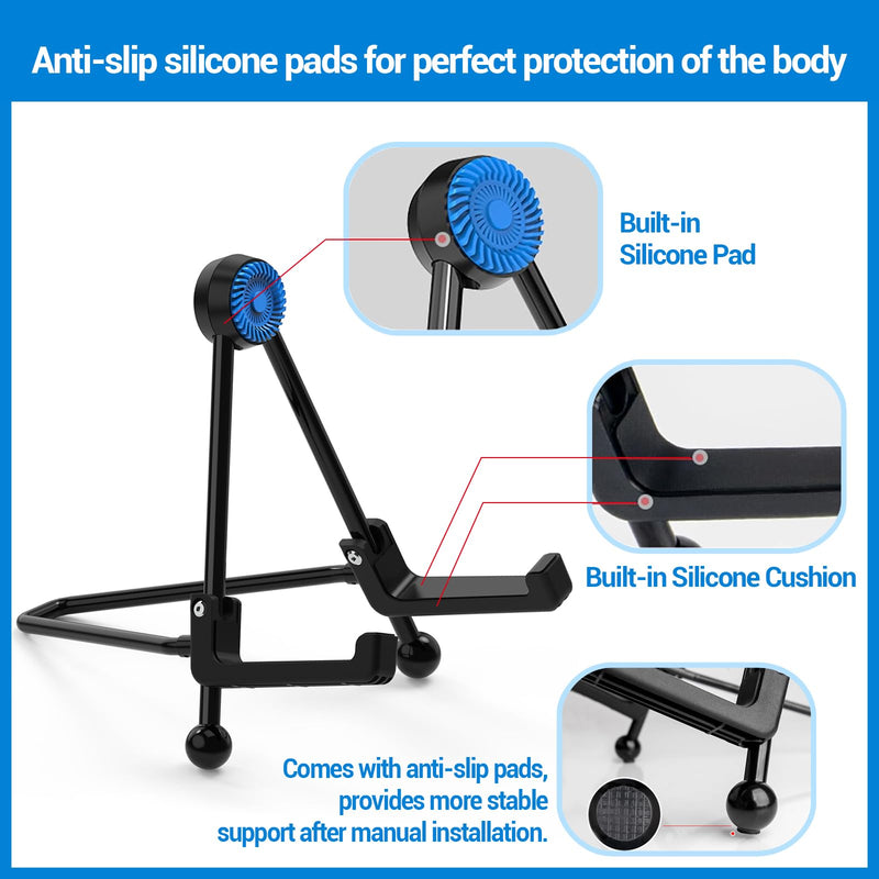 Ukulele Stand, A-Frame Foldable Guitar Stand for Electric Guitar, Bass Stand, Banjo Stand, Violin Stand, Ukulele Stand, Portable Folding Guitar Stand with Non-Slip Rubber and Soft Silicone Padding