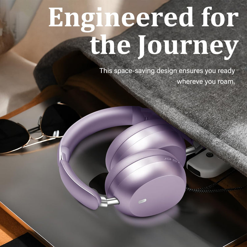 Wentronic Y04 Wireless Bluetooth Over-Ear Headphones – Immerse in Every Beat with Active Noise Cancelling & Hi-Res Sound, 48H Playtime, Soft Ear Cushion for All-Day Comfort, Purple