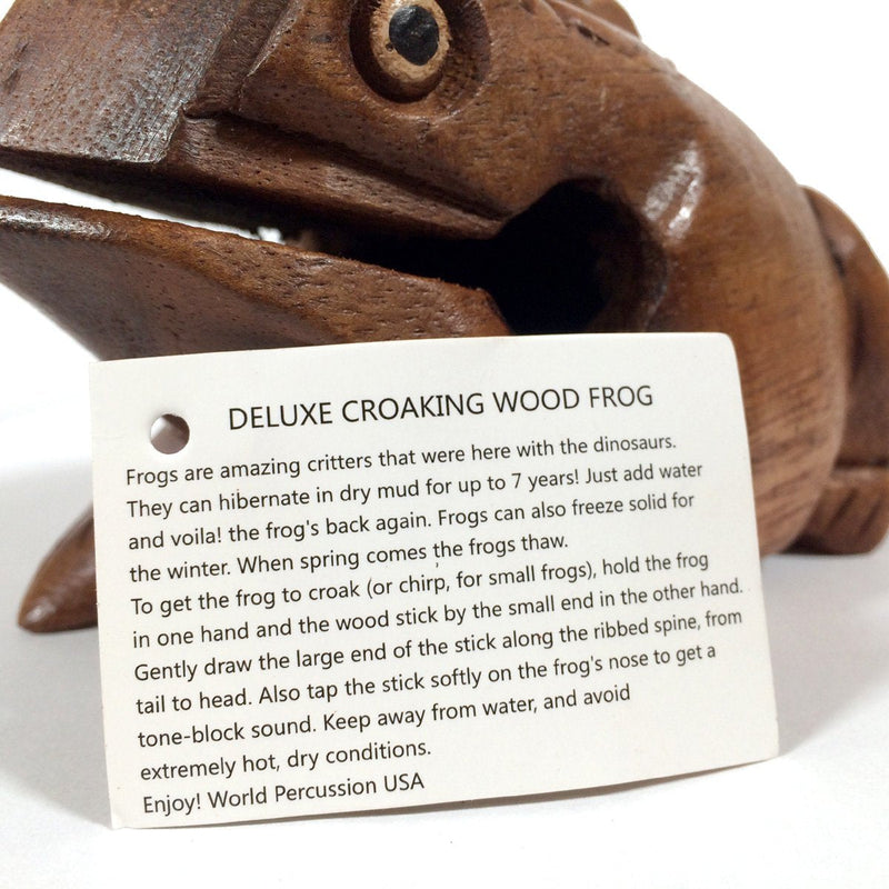 Deluxe Extra-Large 8" Wood Frog Guiro Rasp - Percussion Musical Instrument Tone Block - Wooden Frog Instrument with Stick, Frog Noise Maker by World Percussion USA 8" Deluxe Extra Large