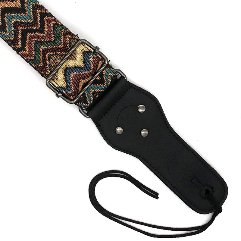 Adjustable Guitar Strap with 2 Strap Locks and 1 Leather Strap Button B