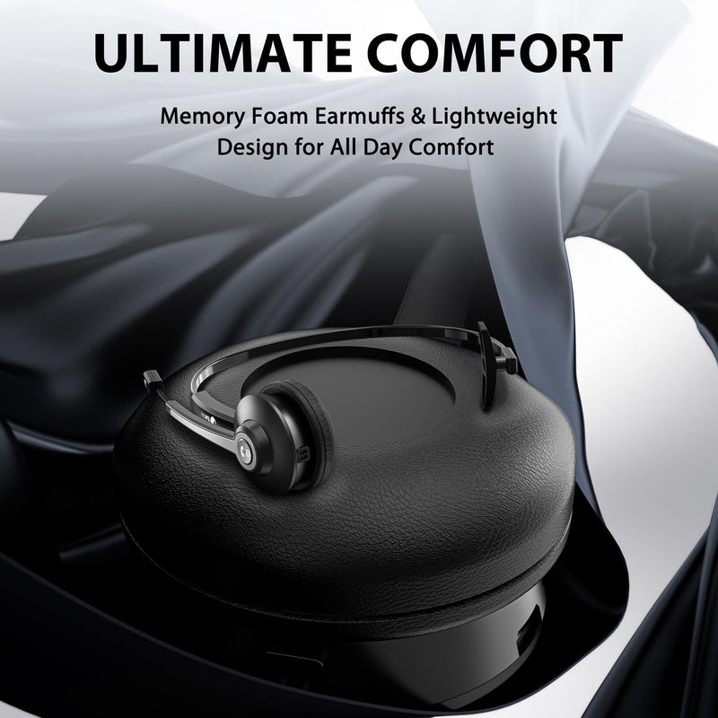 [AUSTRALIA] - Earbay Trucker Bluetooth Headset, Wireless Headphones with Microphone Mute & USB Dongle, Wireless Headset with Mic for Work Noise Canceling & Charing Base for Work/PC Computer/Phones/Office/Meeting Black 