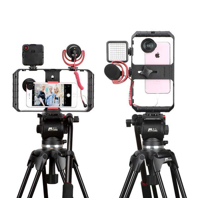 Ulanzi U Rig Pro Video Rig for iPhone, Phone Stabilizer Rig w Triple Cold Shoe Mount,Phone Tripod Mount for iPhone 12 11 Pro Max XS Max X 8 Plus OnePlus 7 Pro Samsung Google Pixel Vlogging Filmmaking