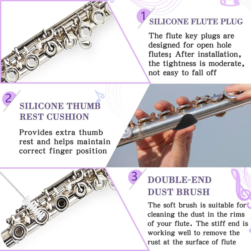 [AUSTRALIA] - 40 Pcs Flute Cleaning Kit Flute Accessories All in 1 Flute Cleaner Kit Maintenance Kit Care Kit with Flute Cleaning Brush Flute Cleaning Rod Flute Swab Flute Plugs Thumb Rest Cushion (Purple) Purple 