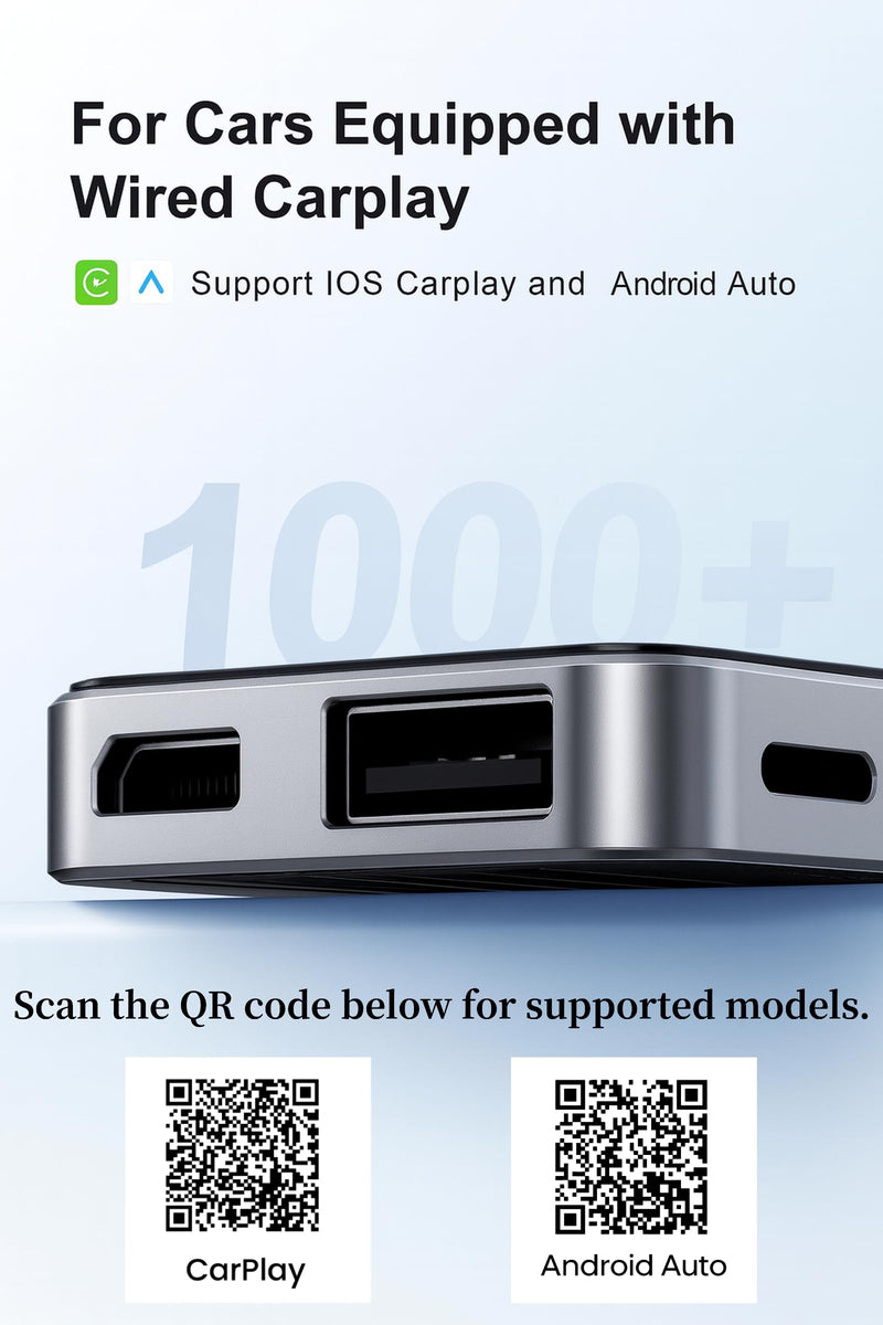 Wireless CarPlay & Android Auto AI Box, 4K HDMI for Wired CarPlay Cars