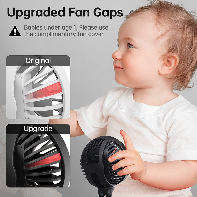 GUSGU Mini Stroller Fan Clip-on for Baby, Small Portable Fan Rechargeable and Handheld, USB Cooling Fan with 3 Adjustable Speeds and Flexible Tripod for Travel, Car Seat, Camping, and Bedroom black