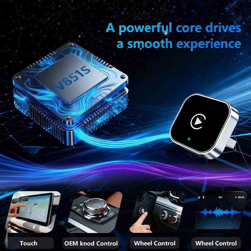 2026 Upgraded Wireless CarPlay Adapter for iPhone & Android Device | Fast Auto-Connect, Stable Connection, Mini Size Plug，Apple iPhone & Android, 2-in-1 Adapter, Convert Wired to Wireless Dongle