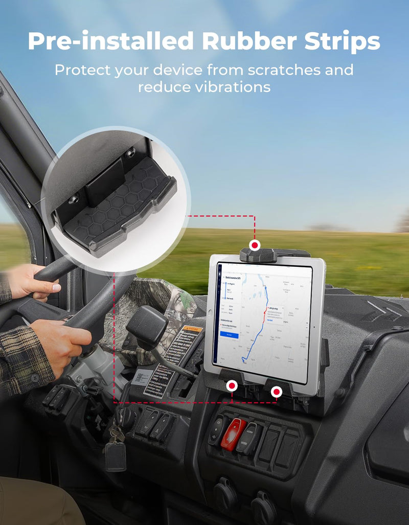 KEMIMOTO Spring Back Tablet Holder for Phone & GPS | Compatible with CFMOTO UFORCE 1000/1000 XL 2019-2026 UTV Electronic Device Holder, Including Storage Box Accessories