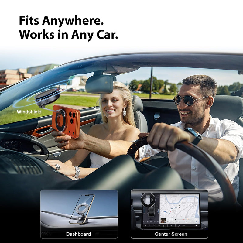 Magnetic Phone Holder for Car, Phone Mount for iPhone and Android | Aerospace Aluminum; 3200gf Magnet; 80LBS Vacuum Suction; 360° Adjustable; Compatible with MagSafe Blue black