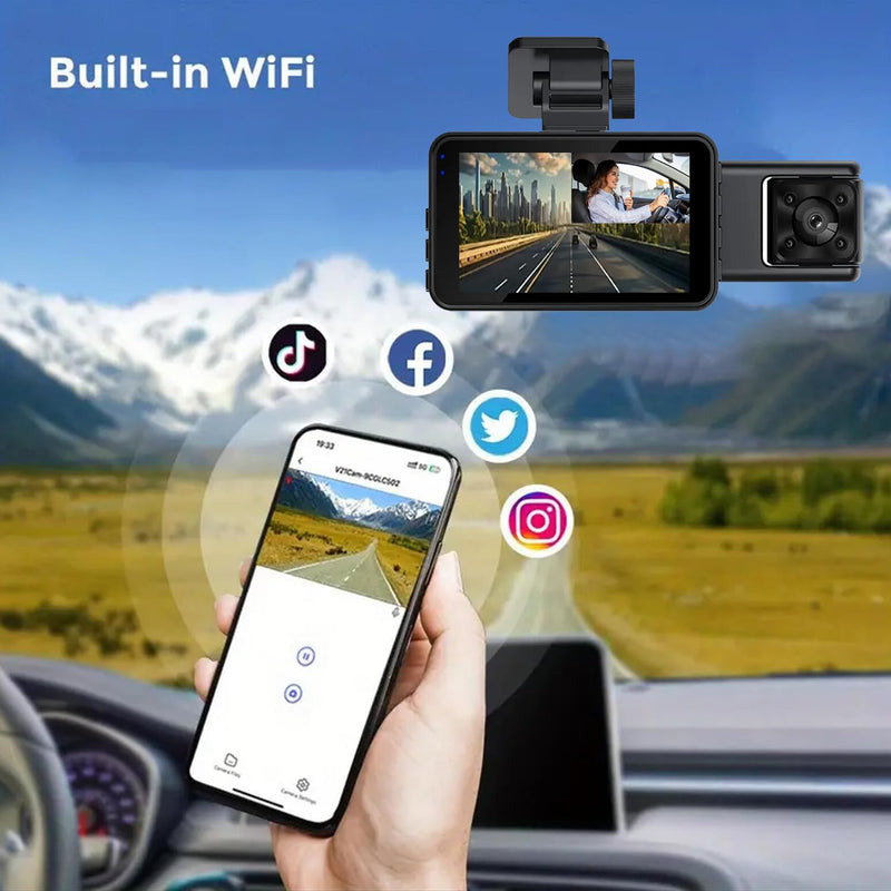 [AUSTRALIA] - Dash Cam，3 Channel Dash Cam Front and Rear Inside, 1080P Full HD Dash Camera for Cars, Free 64GB SD Card, 3”IPS Screen, Night Vision, 170°Wide Angle, WDR, 24H Parking Mode 