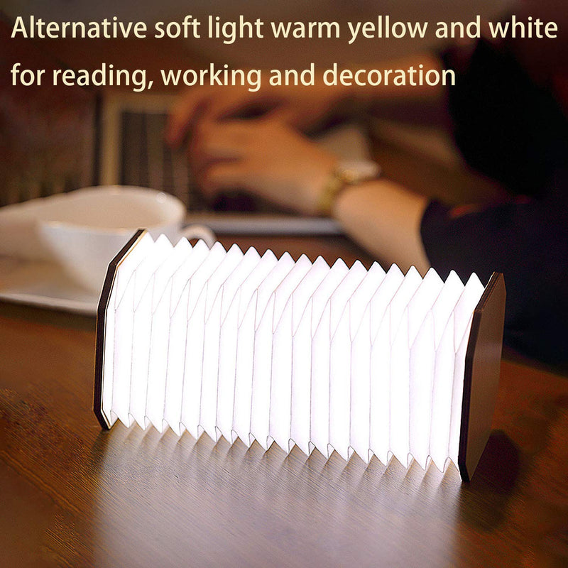 LED Hanging Folding Lantern, Wood & Paper Lamp, Organ Book Light for Office, Decoration, Gift, USB Rechargeable