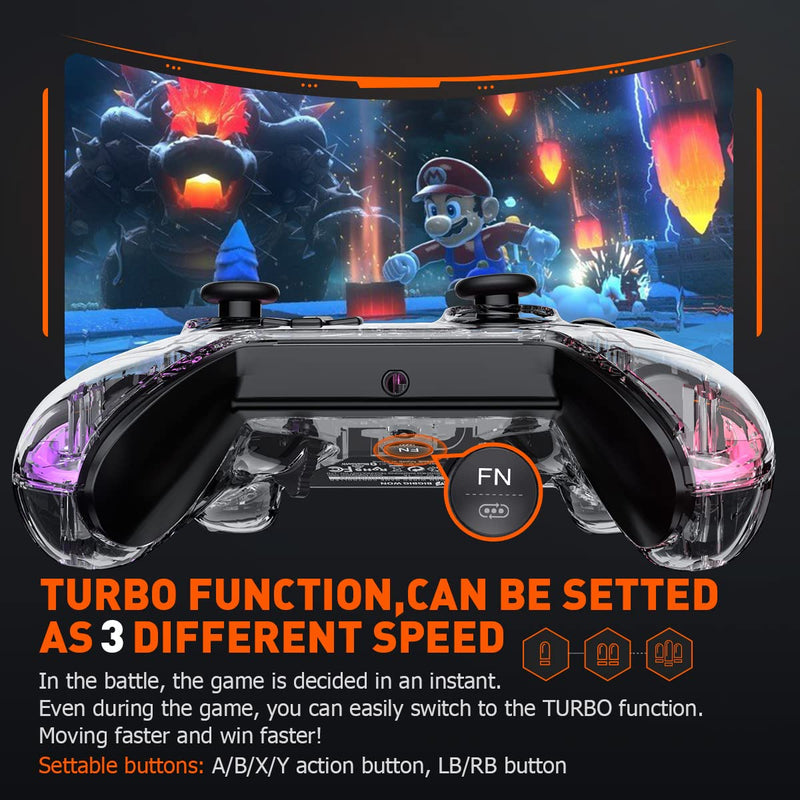Wired PC Controller, BIGBIG WON Rainbow Game Controller RGB Light, Motion Aim, Custom Buttons, Macro, Turbo, Dual Shock Wired Controller for Switch/Win10&11 Controller for PS5/PS4 via R90 Adapter-1pc