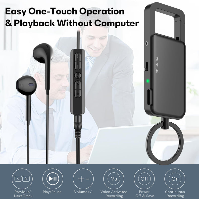 [AUSTRALIA] - 128GB Digital Voice Recorder – 9000 Hours Storage, 24-Hour Battery, Intelligent Noise Reduction, USB-C Voice Activated Audio Recorder for Meetings, Lectures, Interviews 128GB 