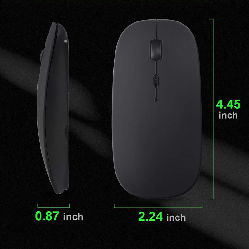 Bluetooth Mouse, Rechargeable Wireless Mouse Dual Mode(Bluetooth 5.0+USB),2.4G Computer Mouse with USB Receiver, Silent Slim with Adjustable DPI for Laptop, PC, Mac,OS,Android, Windows,(Black) Black