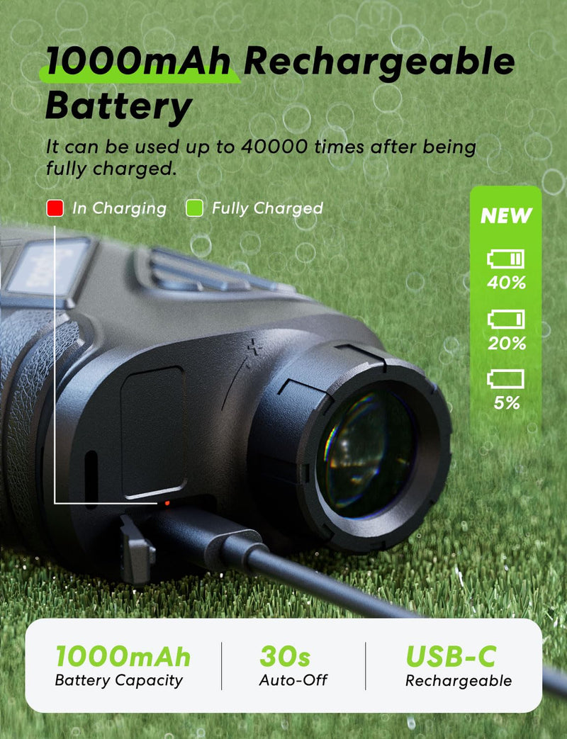 [AUSTRALIA] - Range Finder for Hunter, 2000Y Hunting Rangefinder with Rechargeable Battery, 7X Zoom Laser Rangefinder, Clear Accurate Range Finder for Shooting/Golf with Slope Mode, Easy to Use 