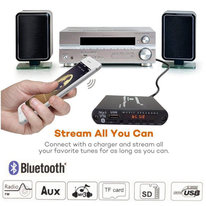 [AUSTRALIA] - Bluetooth Audio Receiver FM Radio,MP3 Digital Player,LED 4-Digital Display,SD Card/USB Playback 3.5mm Audio Output(Black) 