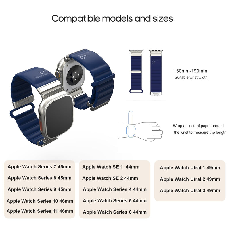 Energy Link Compatible with Apple Watch Band 44mm 45mm 49mm for Women Man, Band Charging, Silicone material, Outdoor Waterproof, Blue