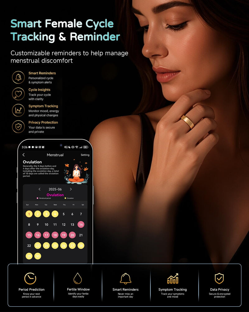 Smart Ring for Women Men, Health & FitnessTracker Ring, Brushed Gold,#7 | Heart Rate, HRV, 5GPS Sport Mode,5-9 Days Battery Life,No Subscription Fee, IP68 Waterproof for iPhone 10.0+ & Android 5.0+ #7
