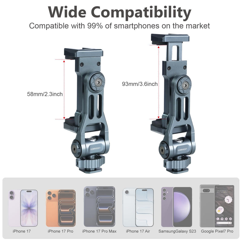 [AUSTRALIA] - Metal Camera Hot Shoe Phone Holder，Features a Cold Shoe Mount and Supports 360° Rotation，Phone Tripod Mount ，Compatible with iPhone 17/16/15/14, Samsung Galaxy，for Taking Videos and Photos 