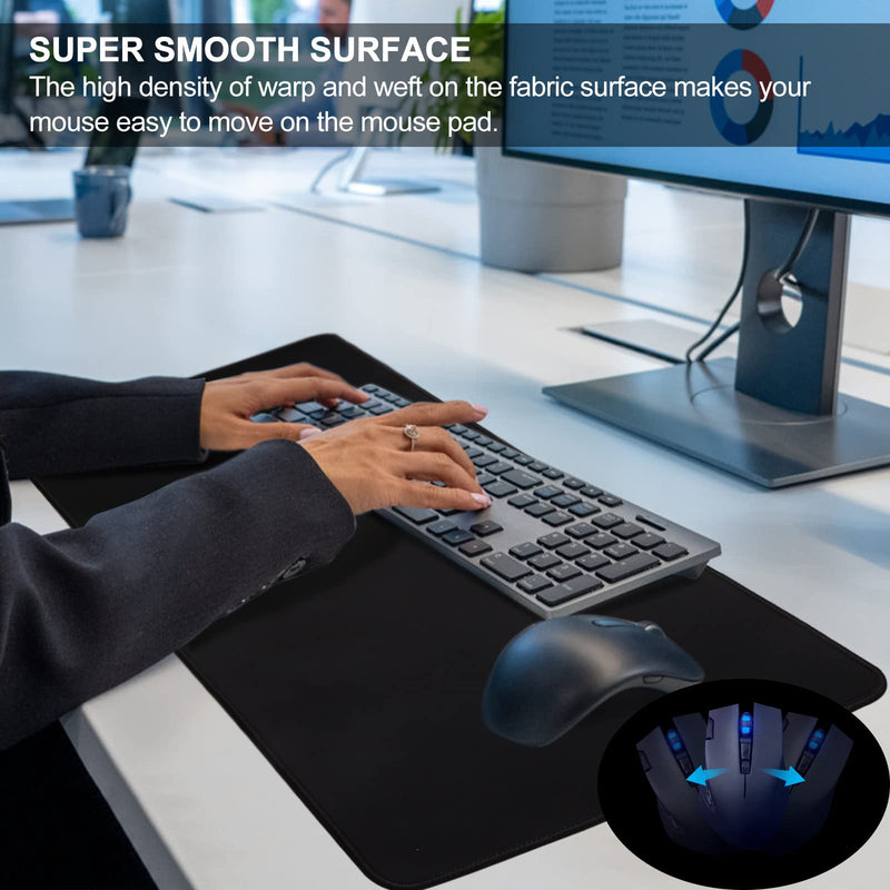 Jahosin Large Gaming Mouse Pad with Stitched Edges,[27.5x11.8In] Extended Mouse Pad with Non-Slip Natural Rubber Base for Gamer/Desktop/Office/Home (70x30 Blackus) 70x30 Blackus