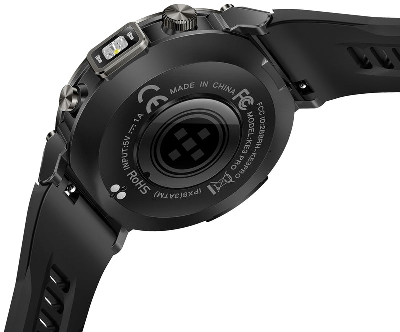 Military Smart Watch for Men, GPS Watch with Flashlight 3ATM Waterproof | Rugged Tactical Smartwatch with Bluetooth Calling Compass 1.45'' HD Sports Watch Fitness Watch Compatible with iPhone Samsung BK