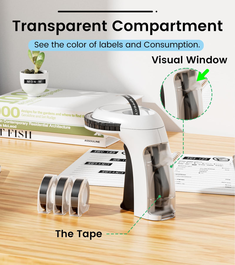 [AUSTRALIA] - Embossing Label Maker Machine with Tapes, Vintage Embossed Label Maker, Retro Embossing Machine with 3 Rolls 3D Embossing Label Tapes Waterproof for Home Office Kids DIY Crafting, Black 
