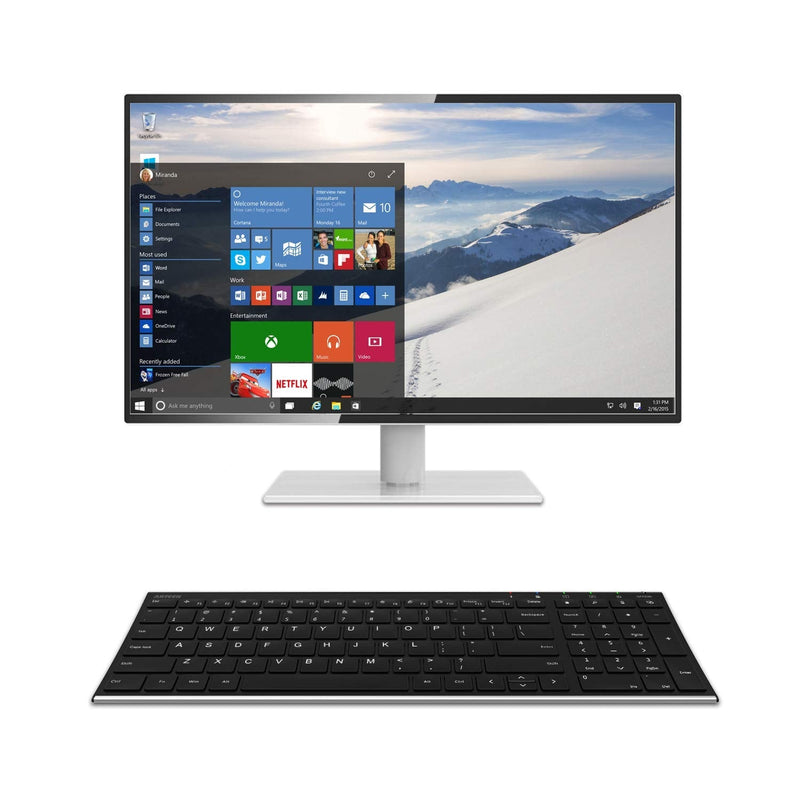 Arteck HW193 2.4G Wireless Keyboard Stainless Steel Ultra Slim Full Size Keyboard with Numeric Keypad for Computer/Desktop/PC/Laptop/Surface/Smart TV and Windows 11/10/8 Built in Rechargeable Battery