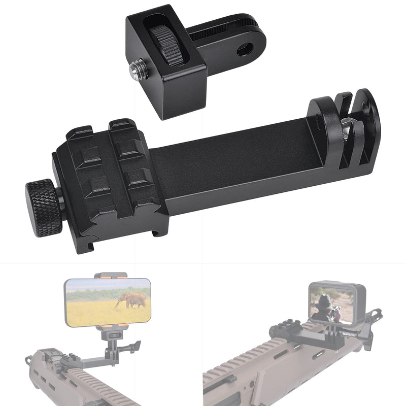fantaseal High Precision Aluminum Alloy Cell Phone Smartphone Gun Clamp Mount Picatinny Rail Holder Airsoft Hunting FPV Video Recording Kit for iPhone YouTube Tiktok Vlogging Phone Picatinny Mount