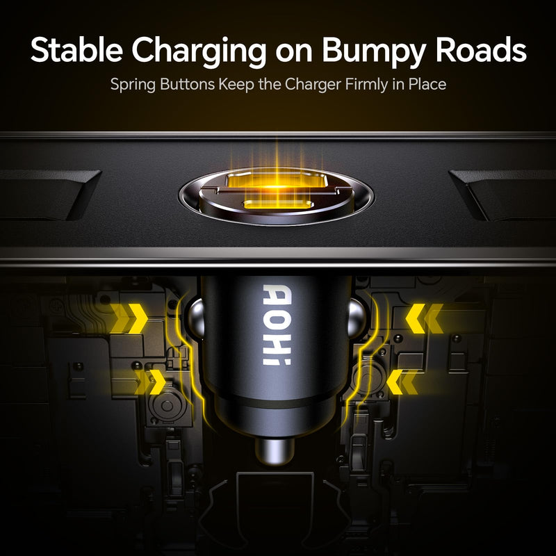 AOHI PD 45W&QC 30W 2 Port USB C Car Charger Lighter + AOHI 140W USB C to USB C Cable with Display