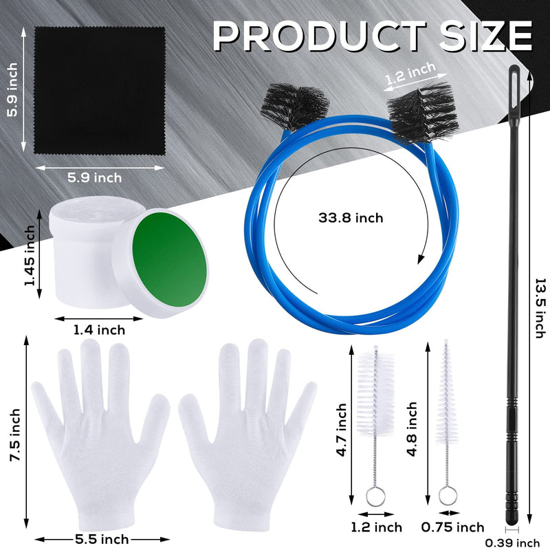 [AUSTRALIA] - 7 Pieces Trombone Care Cleaning Kit Maintenance Kit Flexible Brush Slide Grease Mouthpiece Brush Valve Cleaning Cloth Casing Brush Cleaning Rod White Gloves for Instruments 