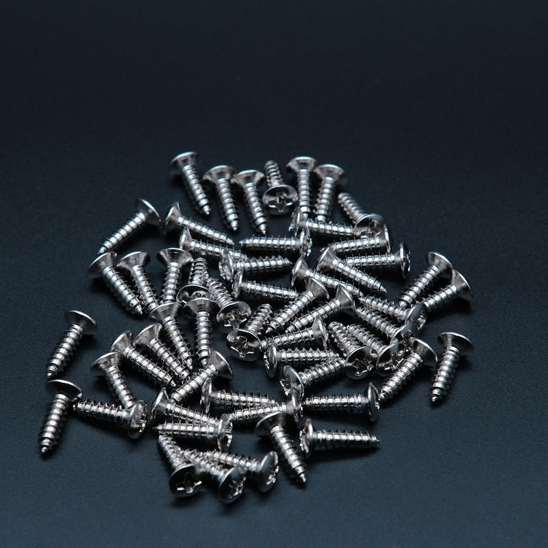 3MM Electric Guitar Bass Pickguard Screws Pick Guards Scratch Plate Mounting Screws for Fender Strat ST Tele TL Stratocaster Telecaster Gibson LP Les Paul SG Guitar Pack of 50 (Chrome) Chrome