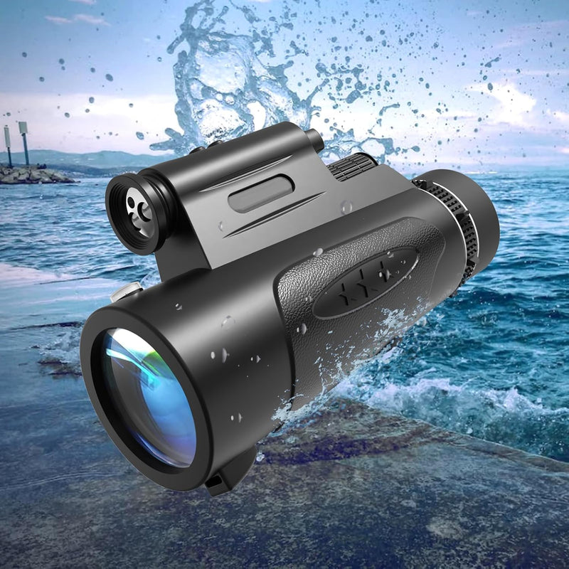 Monocular Telescope with Lights HD Monoculars 80x100 for Adults High Powered Monocular for Hunting with Smartphone Holder & Tripod, Handheld Telescope Suitable for Bird Watching Stargazing-Black Black