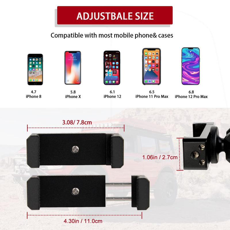 OMU Bronco Dashboard Cell Phone Mount,All-Metal Structure,360° Adjustment Phone Holder Suitable for Ford Bronco Accessories 2022 for All Smartphones(Not Sports,Non-Destructive Installation