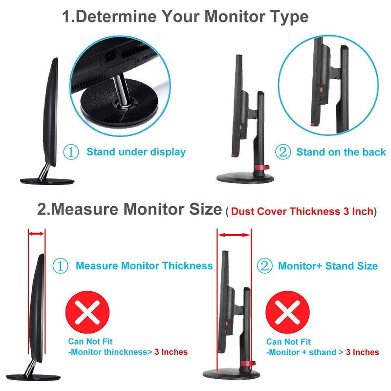 23" 24" 25" Univesal Monitor Dust Cover Scratch Resistance Nonwoven Full Body Sleeve for 23" 24" 25" Computer Monitor LED LCD Screem (Size: 24W x 18H x 3D)-Gray 23-25 Inch 23-25" -Gray