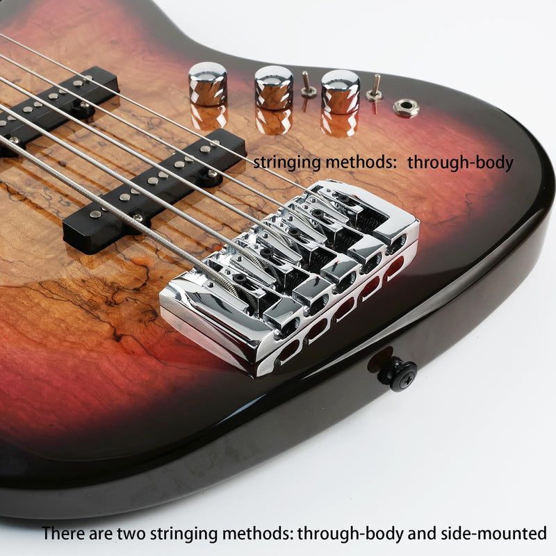 Brass Electric Bass Bridge 5 String Bass Hardtail Bridge 18mm String Spacing Compatible with 5-string Electric Bass Replacement Parts Chrome