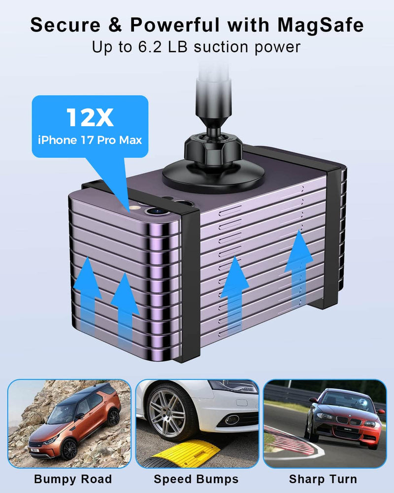 SUPERONE Magsafe Cup Holder Phone Mount, Universal Cup Phone Holder for Car | Wireless Magnetic Car Mount with Adjustable Neck & 360°Rotation for iPhone 17 16 15 14 13 12Pro Max Samsung Smartphones