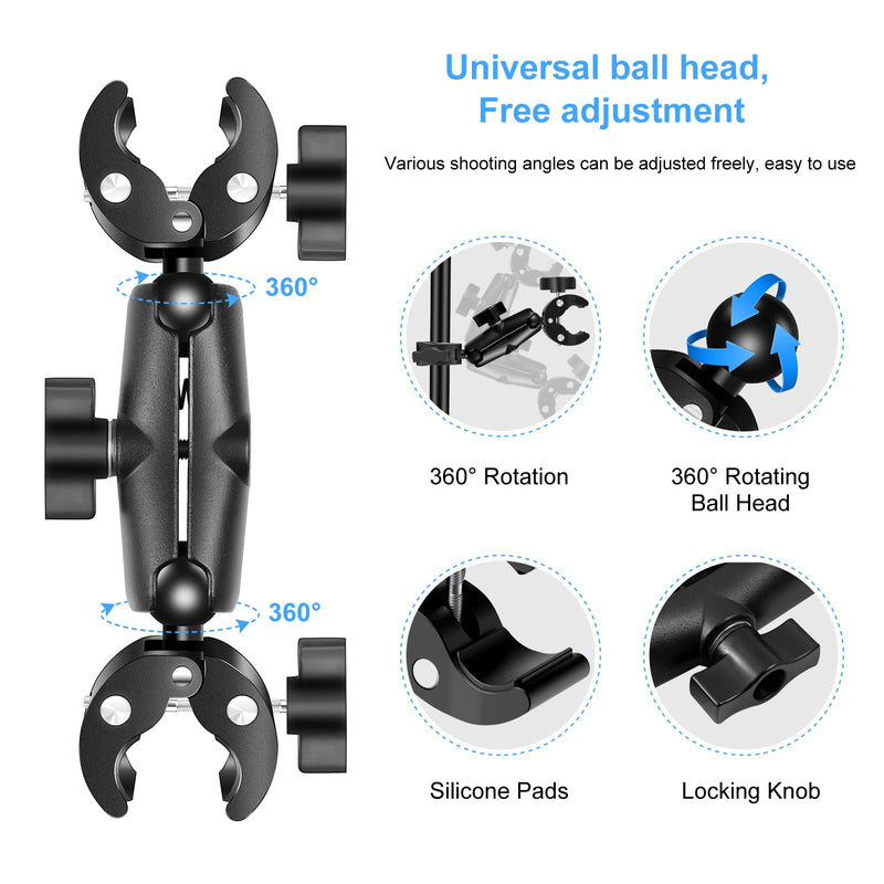 [AUSTRALIA] - Super Clamp Dualheads Crab Clamp, Action Camera Mount Crab Plier Clip Bracket Magic Arm 360 Rotation Double Ball Head Umbrella Mount for Motorcycle/Cross Bars/Photography Light Stand/Photo Boom Stand 