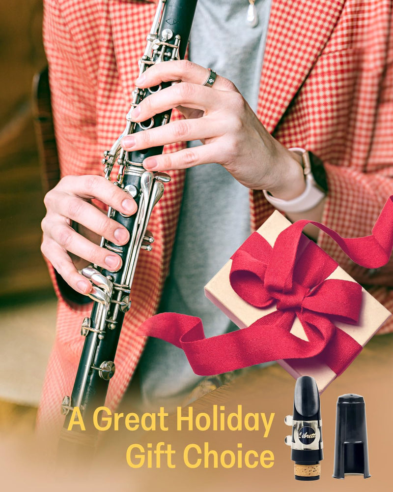 Libretto Clarinet Mouthpiece Kit, Giftable Standard Mouthpiece Set: ABS Mouthpiece, Plastic Cap, Silver Lacquered Ligature. Finely Designed for Beginner and Student.