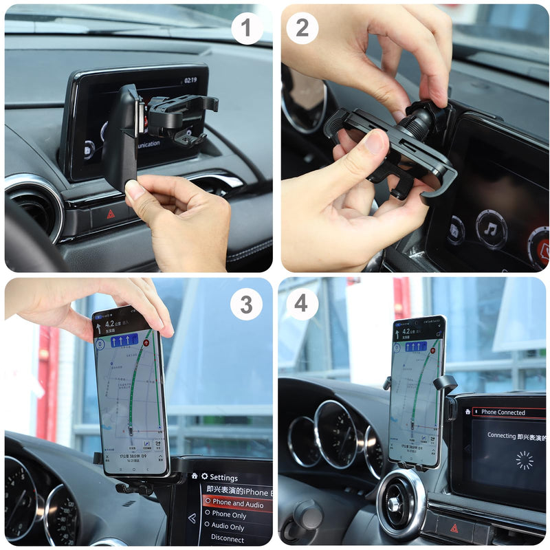 HAPPYHORSE Car Phone Mount Compatible with Mazda MX-5 2016-2023 Central Control Navigation Cell Phone Holder Dash Clip Dash Panel Mobile Phone Bracket Stand Accessories (Style B) style B