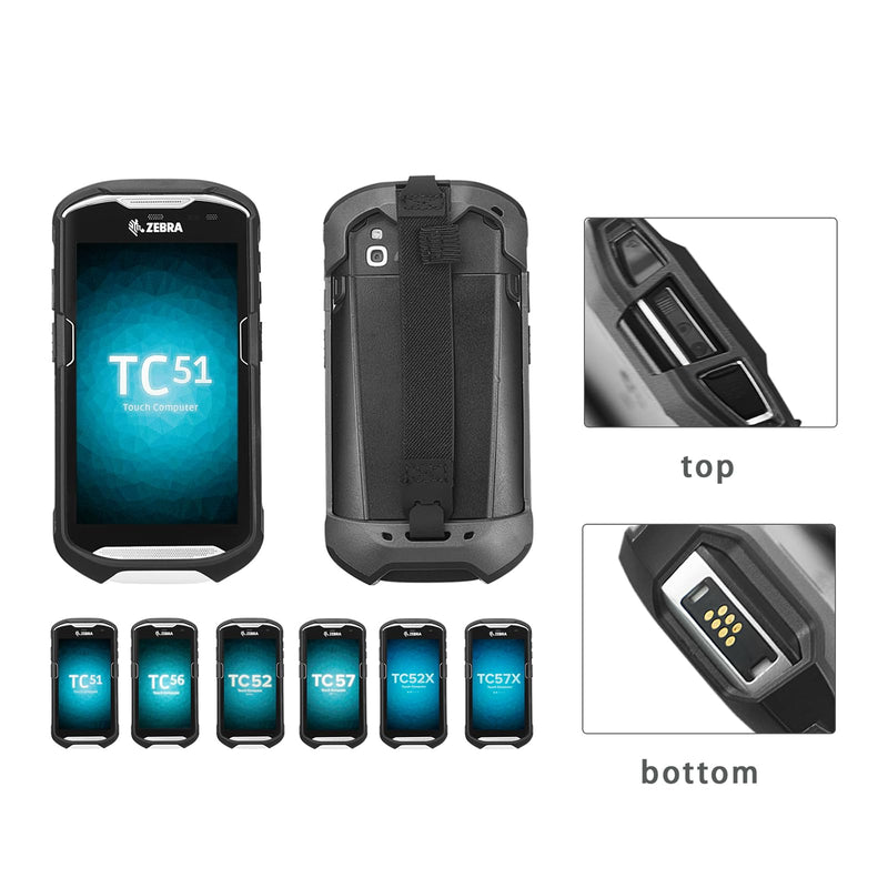 Protective Cover Bumper Case Rugged Boot with Hand Strap for Zebra TC51 TC510K TC52 TC56 TC57 Black