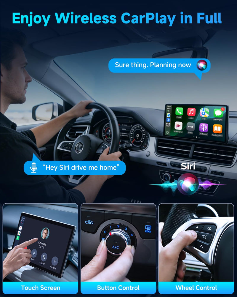 2026 Upgraded Wireless CarPlay Adapter – Stylish Blue Mini Size, Fast Auto-Link for iOS 12+ & Android 11+, Lag-Free Music & Navigation for 2016+ Autos