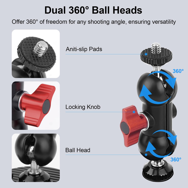 Suction Cup Car Mount with Phone Holder,360°Adjustable for Action Cameras & Smartphones,Windshield,Dashboard,Boat Mount for GoPro Hero 13/12/11/10,DJI OSMO Action,Insta360 X4/X3,and More