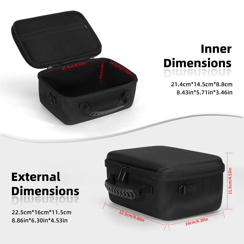 Universal camera case hard waterproof shell EVA interior lined shock-absorbent with dividers and shoulder strap Internal dimensions 8.4 x 5.7 x 3.5" for Canon/Sony/Nikon/Fujifilm mirrorless cameras