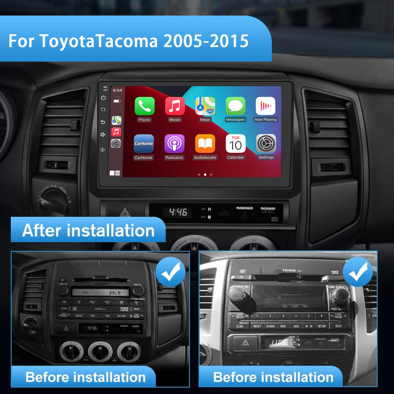 9" Car Stereo Radio for Toyota Tacoma 2005-2015 | Wireless Apple CarPlay & Android Auto | 5G WiFi GPS Navigation | IPS HD Touchscreen | Bluetooth | FM | MIC | Backup Camera Toyota TacomaB