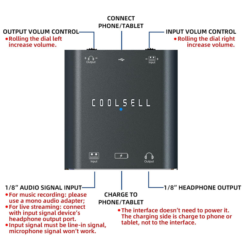 Audio Interface, Stereo 24Bit/192kHz USB C & iPhone Guitar Interface for Recording, Live Streams and Podcasting, Compatible with iPhone, iPad, Mac, Android and PC G42