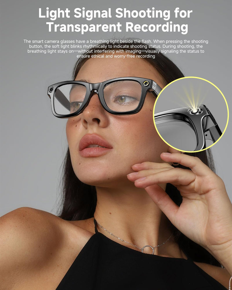 AI Smart Glasses for Women Men 160+Languages,Bluetooth Glasses with Open Ear Speaker,Voice Control, Hands-Free Calls & Built-in Microphone for Music/Work，290mAh Blue Light Glasses