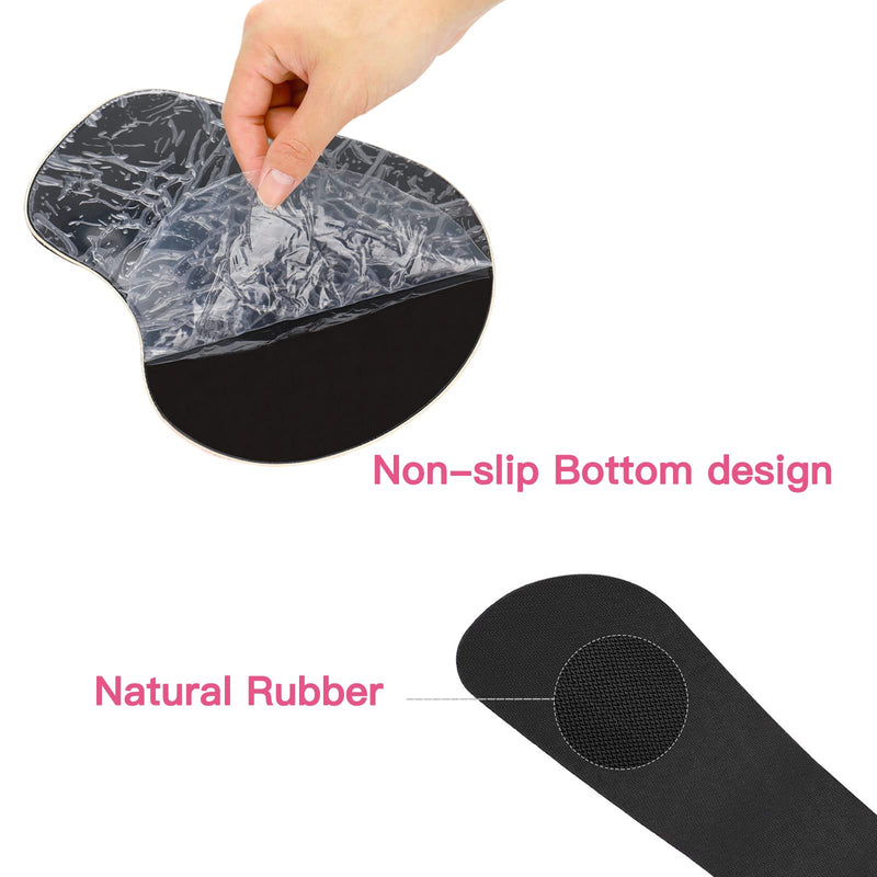 MOSISO Wrist Rest Support for Mouse Pad&Keyboard Set, Curved Peony Ergonomic Mousepad&Coaster Non-Slip Base Home/Office Pain Relief&Easy Typing Cushion with Neoprene Cloth&Raised Memory Foam, Black