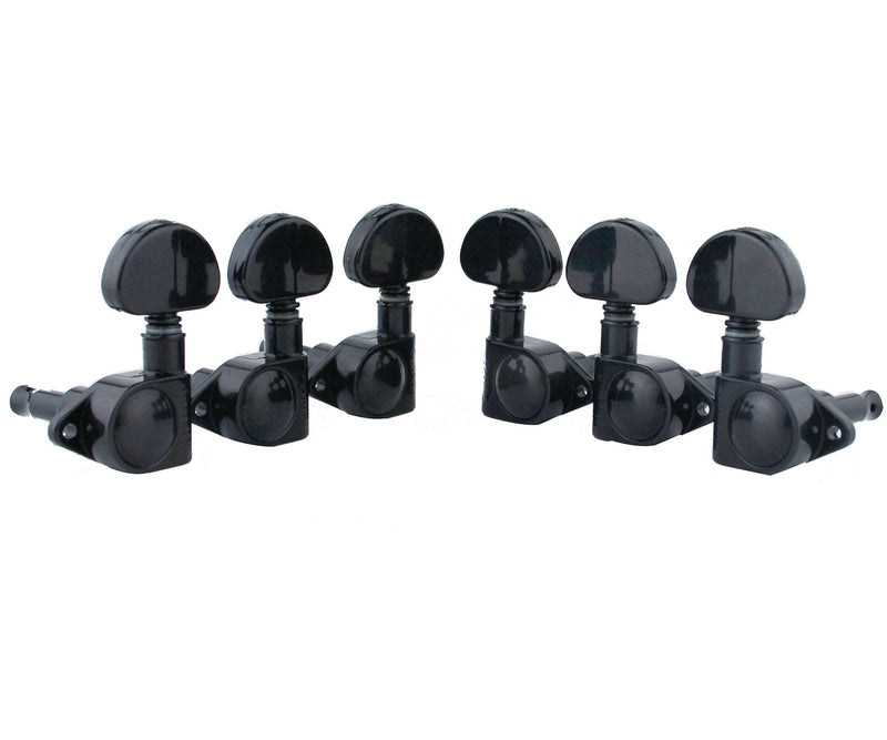Guyker Guitar Machine Heads (3L + 3R Handed) – 1:21 Sealed Tuners Tuning Key Pegs with Big handle Replacement for Electric, Folk or Acoustic Guitars – Black, GK102B