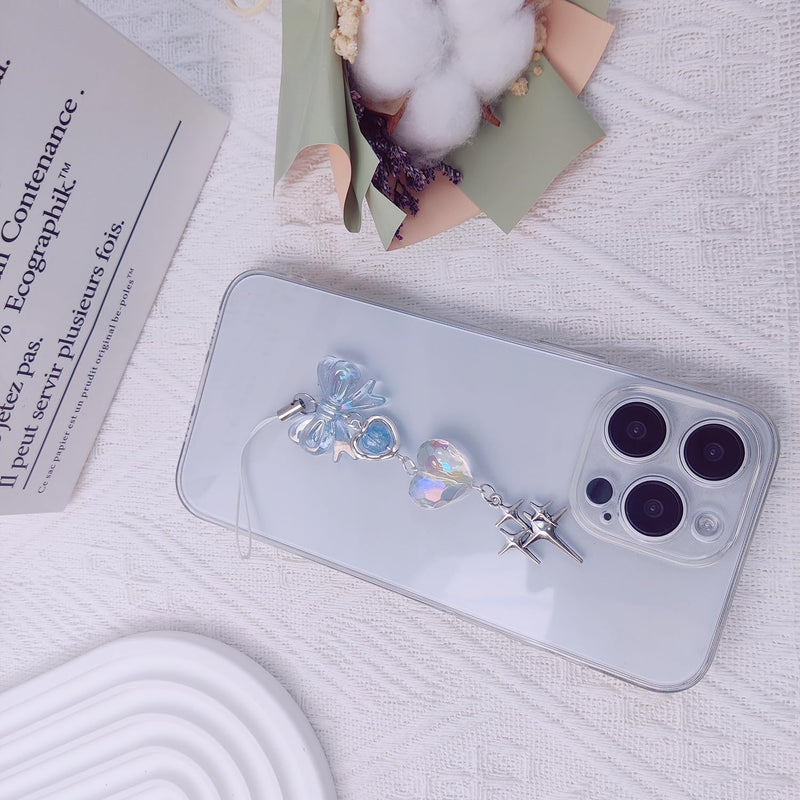 1-4PCS Cute Phone Charms Aesthetic Y2K Cell Phone Charms Strap Strawberry Butterfly Star Phone Charm Y2K Accessories for Phone Bag Keychain Airpods Camera Pendants Decor 1x Blue Heart